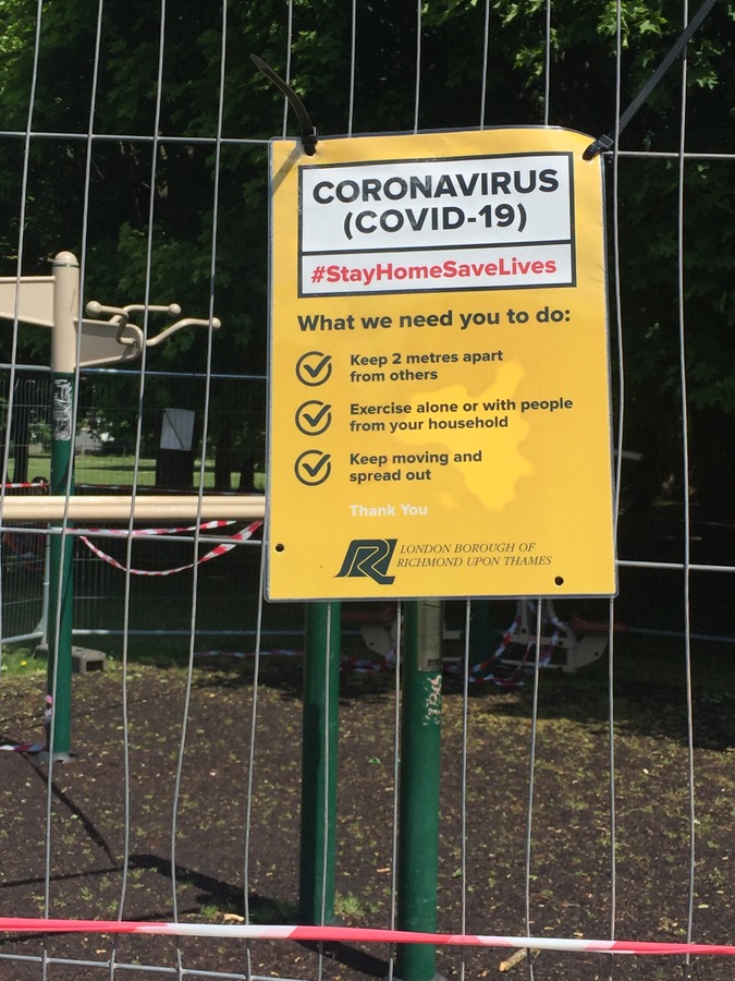 'Stay Home' sign on Gym